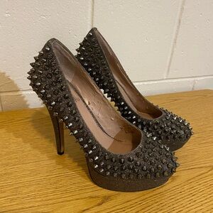 Vince Camuto goth punk rockstar studded spiky glitter stiletto heels